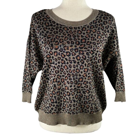 Like new! By Anthropologie Leopard Print Three-Quarter Sleeve Sweater Si… - Picture 2 of 12
